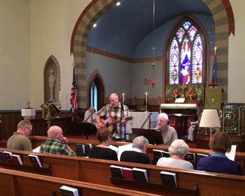Hymn with guitar and keyboard accompaniment